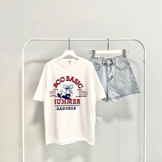 [ใช้โค้ด SOMESHVS156 ลดเพิ่ม 70 บาท] เสื้อยืดโอเวอรซ์ไซส์สกรีนลาย summer