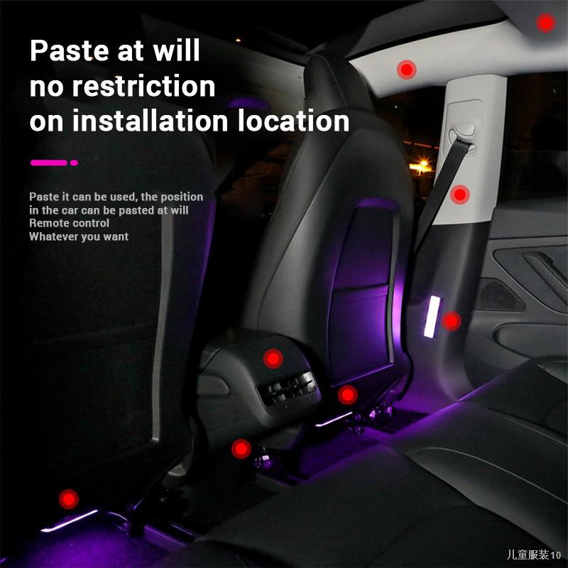✣✕Car Interior Light RGB LED Light Wireless Remote Automotive Car Decorative Lamp Auto Ambient Light Lamp Charging 12V F