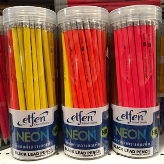 Elfen ดินสอไม้ HB Neon ตรา เอลเฟน (50 แท่ง) เหลามาแล้วพร้อมใช้งาน