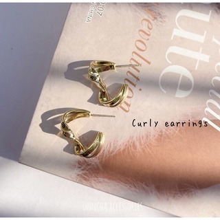 Curly earrings (gold) ชุบทองคำขาว ก้านเงินแท้ 𝑺925