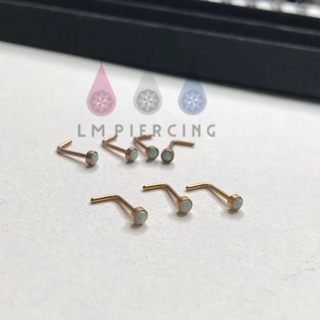 L shape OPAL nose ring จิวจมูกสแตนเลส แบบก้านเสียบ ประดับพลอย**ราคาต่อ 1 ข้าง **