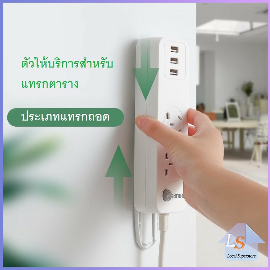 ติดรางปลั๊กไฟ  แบบติดผนัง ที่ยึดปลั๊กไฟ แผ่นกาว Power Socket Holder – โปรปัง