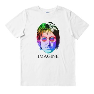 เสื้อยืด แขนสั้น สีพื้น พิมพ์ลายศิลปิน John LENNON สไตล์เรโทร สำหรับผู้ชาย