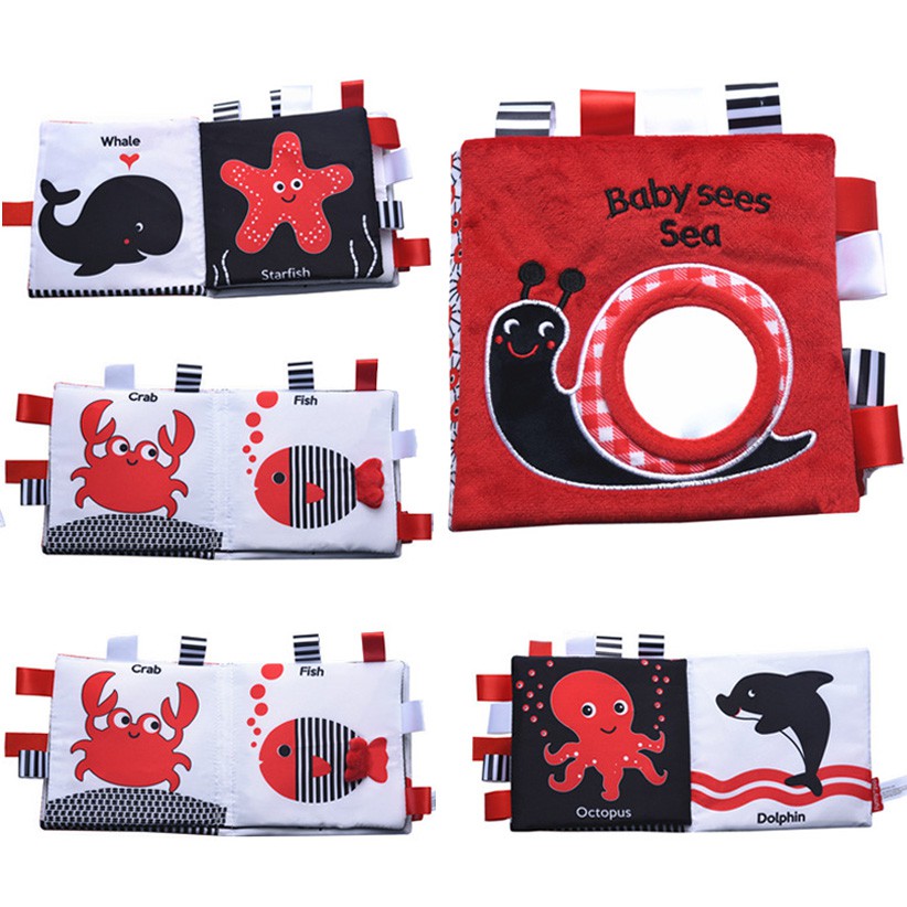 Smart kiddy shop หนังสือผ้า Baby sees : Sea หนังสือผ้า ขาว ดำ แดง ( หนังสือผ้าเสริมพัฒนาการ สำหรับเด