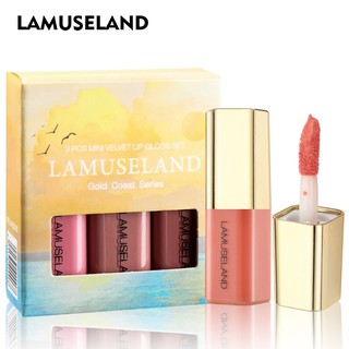 [Wholesale]  Lamuseland ลิปสติกลิปกลอสเนื้อกำมะหยี่ 3 ชิ้น / ชุด  LA0006