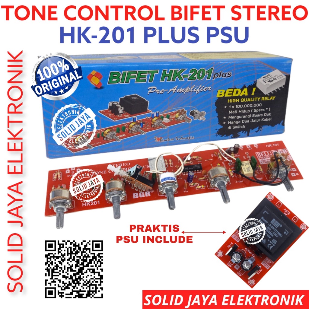 KIT TONE CONTROL BIFET HK-201 STEREO PLUS PSU TRANSFORMER REGULATOR BLUE BLUE BI-FET HK 201 HK201 BL