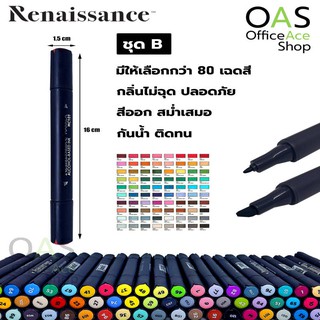 RENAISSANCE Marker Alcohol-Based Ink มาร์กเกอร์สี 2 หัว เรนาซองซ์ 80 เฉดสี #MC101 ชุด B