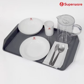 Srithai Superware ถาดใส่อาหารพลาสติก ถาดเสริฟ ขนาดใหญ่ แบบสี่เหลี่ยม มีลายกันลื่น Plastic Serving Trays T-28