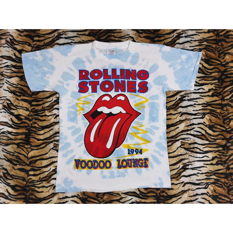 ROLLING STONES VOODOO LOUNGE WORLD TOUR 1994 มัดย้อมสีฟ้า💙งานใหม่ฟอกเก่า ป้าย WILD OATS