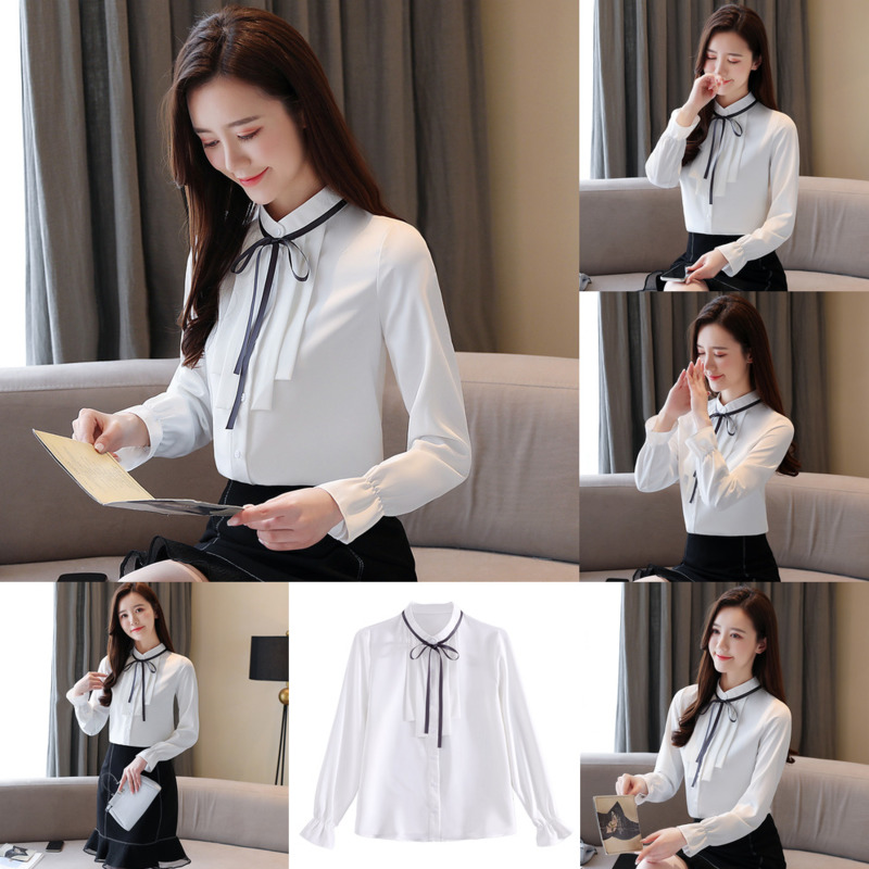 PUTIH เสื้อเชิ้ตแขนยาวสีขาวสไตล์เกาหลีสําหรับผู้หญิง - choodan.th ...