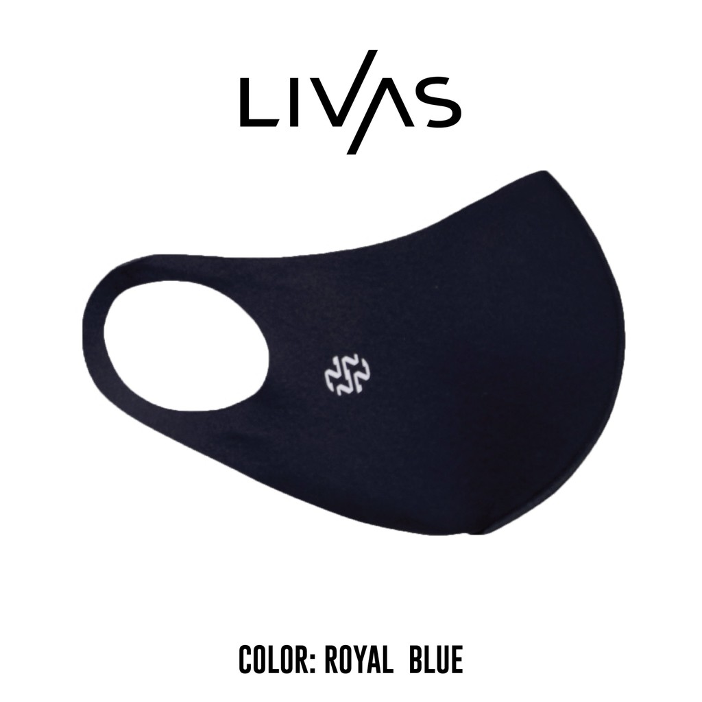 LIVASแมสเกาหลี แมสผ้า หน้ากากผ้า หน้ากากผ้าทรงเกาหลี สีน้ำเงิน Mask Royal Blue สไตล์มินิมอล สไตล์เกาหลี แฟช