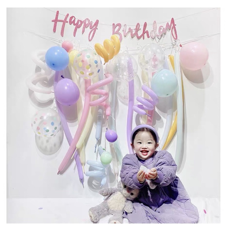 เซ็ทลูกโป่งวันเกิดลูกสาว(sa01) โทนสีน้องต่ายstella พาสเทล มาการอง น่ารักมาก พร้อมส่งในไทย