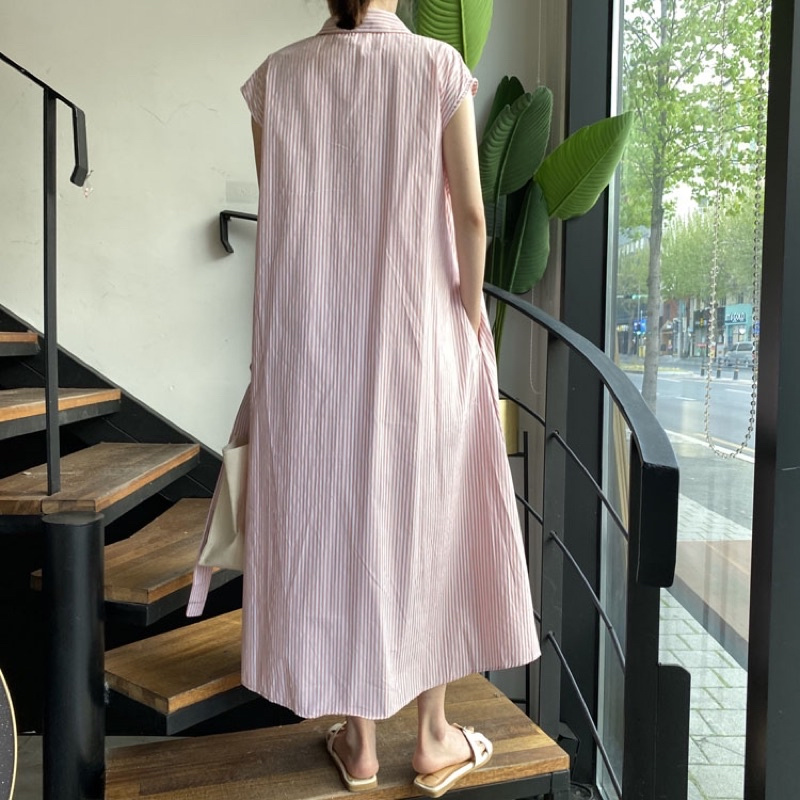 [2942] เดรสแขนกุดลายทาง - รูปที่ 4