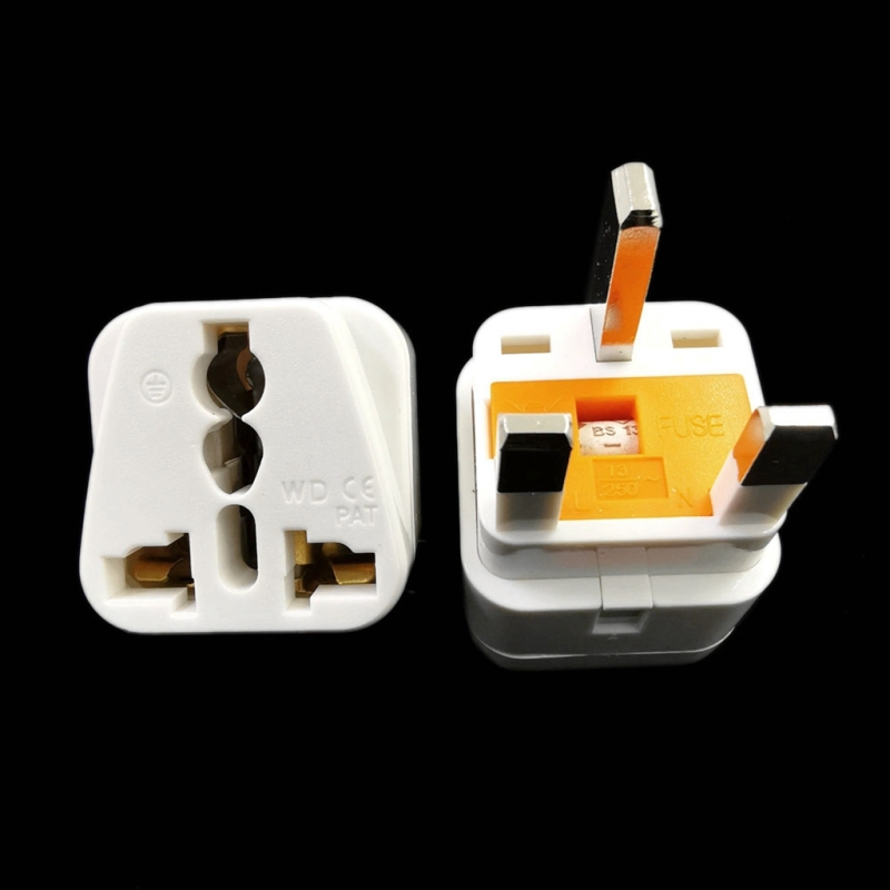 อะแดปเตอร์แปลงปลั๊กไฟ AU EU UK เป็น UK HongKong พร้อมฟิวส์ 13A และชัตเตอร์นิรภัย