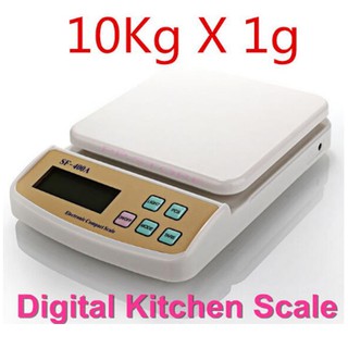 Digital Kitchen Scale เครื่องชั่งดิจิตอลในครัว ชั่งได้สูงสุด10 Kg. ต่ำสุด 1 กรัม Sf-400A (White)