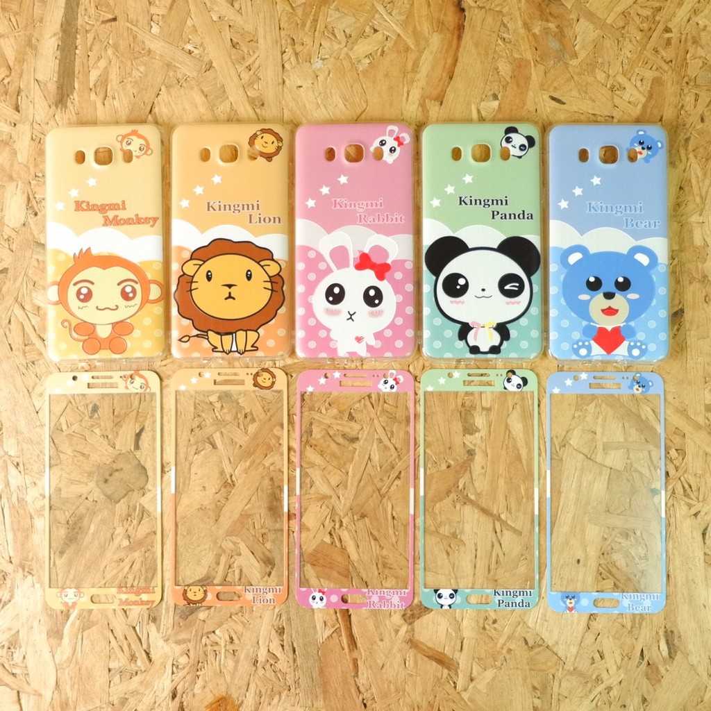 เคสการ์ตูนพร้อมฟิล์มกระจกเต็มจอ J7(2016)