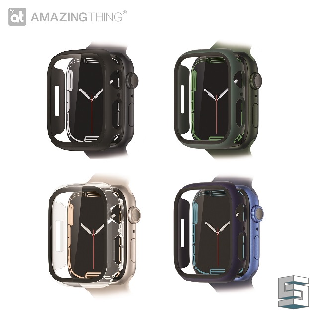 Amazingthing Marsix Drop proof Case สําหรับ Apple Watch Series 7 41/45mm - สีดําใสสีฟ้าสีเขียว