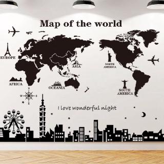 【Zooyoo】สติ๊กเกอร์ติดผนัง  World Building Black Floor Decoration wall stickers