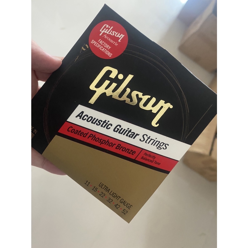 สายกีต้าร์โปร่ง gibson เคลือบ เบอร์ 11 แบบเคลือบ สาย Acoustic Guitar Strings Coated Phosphor Bronze ขนาด 11-52
