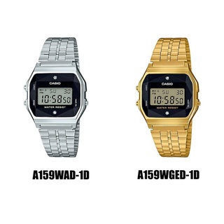 Casio นาฬิกาข้อมือผู้หญิง สายสแตนเลส สีเงิน รุ่น A159,A159WAD,A159WGED,A159WAD-1DF,A159WGED-1DF