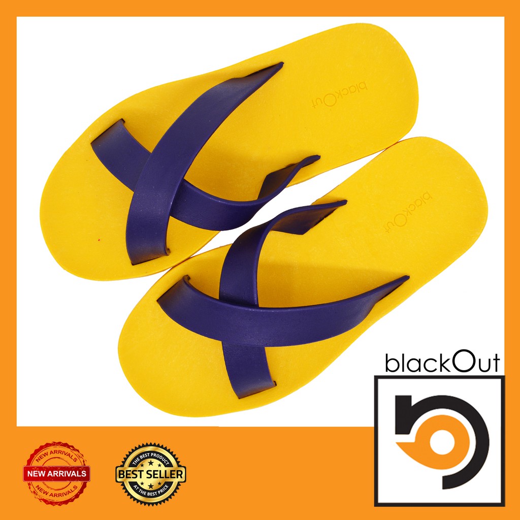 BlackOut Cross รองเท้าแตะ แตะสวม พื้นเหลือง(หูน้ำเงิน)