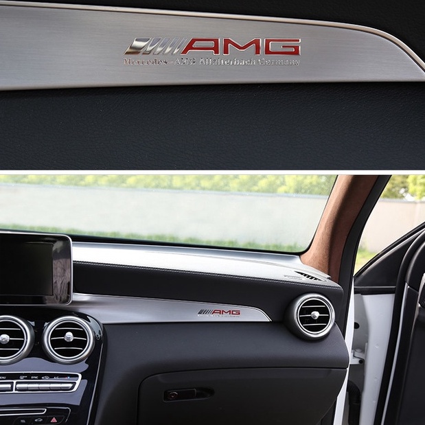Mercedes-benz AMG สติกเกอร์โลหะ ติดคอนโซลกลาง แดชบอร์ด ตกแต่งภายในรถยนต์