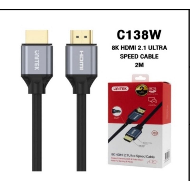 สายเอชดีเอ็มไอ รุ่น y- c138w 8k uitra high speed เอชดีเอ็มไอ 2.1 cable support p  ps5 4k  @120hz 2m.