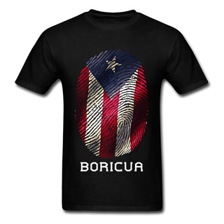 เสื้อยืดคอกลมcrew neckเสื้อยืดผ้าฝ้าย 100% พิมพ์ลายธง Puerto Rico ลายทาง สีดํา สีแดง สไตล์วินเทจ แฟชั่นฤดูร้อน สําหรับผู