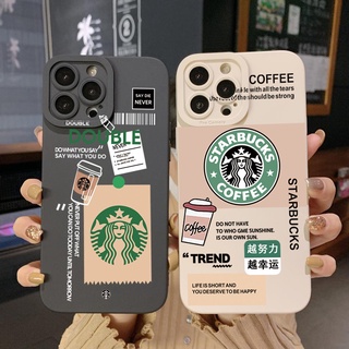 เคสโทรศัพท์มือถือ ขอบสี่เหลี่ยม ลาย Starbucks สําหรับ Samsung Galaxy S22 Plus Note 20 Ultra S21 FE S20