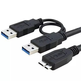 Dual USB 3.0 A ชาย Micro-B ชาย + ชาย + ชายแหล่งจ่ายไฟสาย Y สำหรับฮาร์ดดิสก์ไดรฟ์