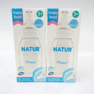 Natur ขวดนม UHappy พร้อมจุกเสมือนดูดจากอกมารดา คอแคบ