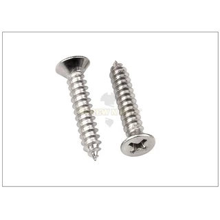 น็อต สกรู หัวเตเปอร์ หัวเรียบ แฉก F+ สแตนเลส 304 เกลียวปล่อย ปลายแหลม #6 / Flat Head Phillip Tapping Screw SUS304 #6