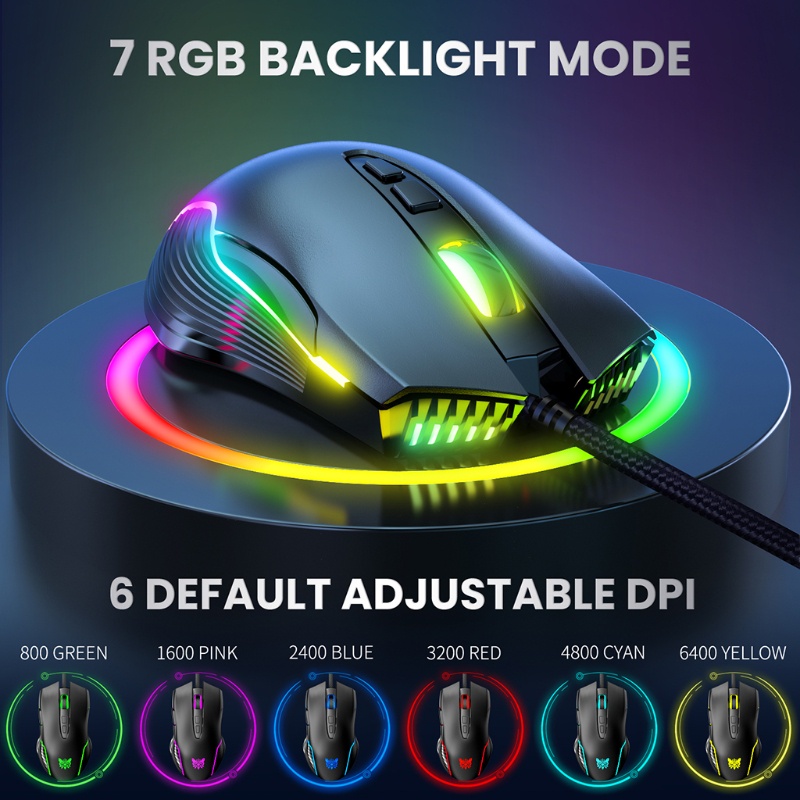 Mojito 6400DPI Usb Led Backlit เมาส์แบบมีสายสําหรับคอมพิวเตอร์สํานักงาน #8