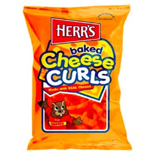 Herrs Baked Cheese Curls 198.5g. เฮิร์สอบชีสเคิร์ลชิปเป้ 198.5 กรัม