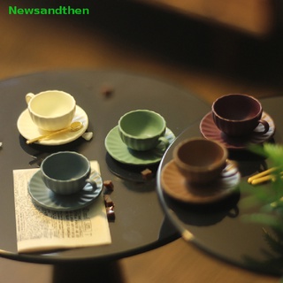 Newsandthen 3 ชิ้น / เซต 1:12 บ้านตุ๊กตามินิเฟอร์นิเจอร์โมเดล DIY เข้าถึงถ้วยกาแฟจานรองช้อนดี