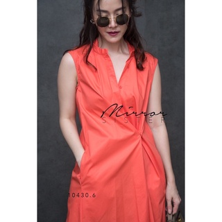 Per. Basic and Draped Chinese Collar Dress เดรสเชิ้ตคอจีนแขนกุด กระดุมผ่ากลางลำตัว