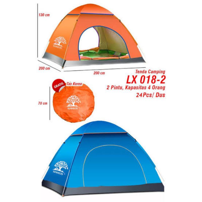 TENDA Original Speeds LX018-2 เต็นท์ตั้งแคมป์กลางแจ้งสําหรับผู้ใหญ่สําหรับ 3-4 คน