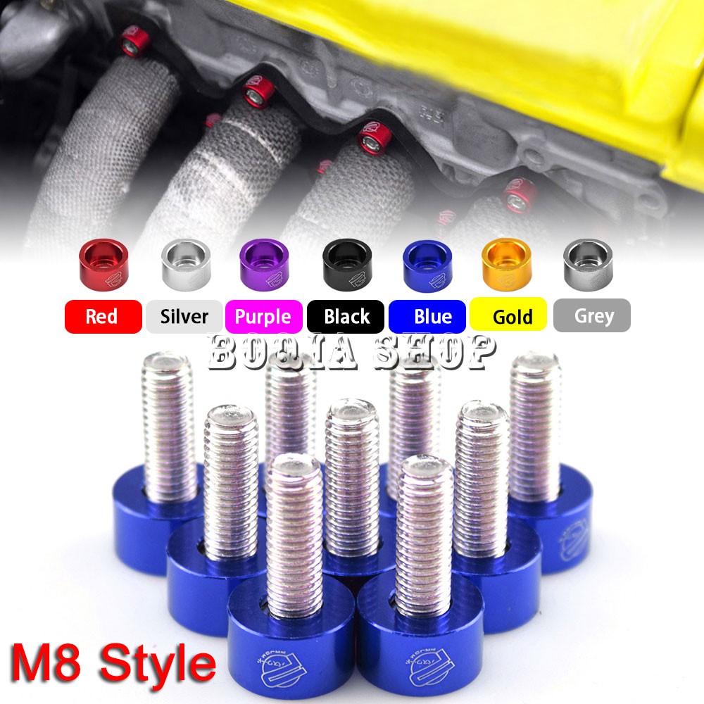 แหวนรองบังโคลน และสลักเกลียว อลูมิเนียม JDM M8 สําหรับเครื่องยนต์ Honda Air Inlet Manifold 9 ชิ้น ต่อแพ็ค