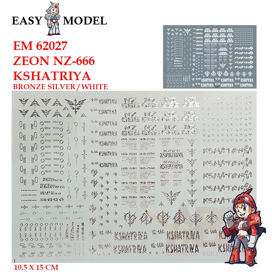 คอลน้ำ Water Decal EHG 62027 ZEON NZ-666 KSHATRIYA [BRONZE SILVER] HG SCALE : UNIVERSAL BRAND : EASY