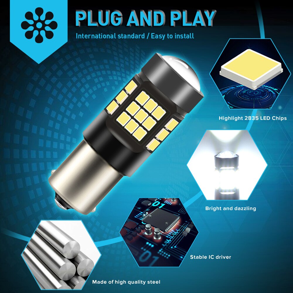 COD2PCS 1156 P21W led Car Rear Reverse Backup Light Bulb BA15S Auto