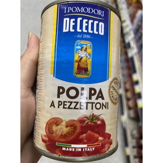 ซอสมะเขือเทศ สำหรับ พาสต้า ในน้ำมะเขือเทศ ตรา ดิ เชคโค 400g. Polpa A Pezzettoni Pomodori ( De Cecco Brand )