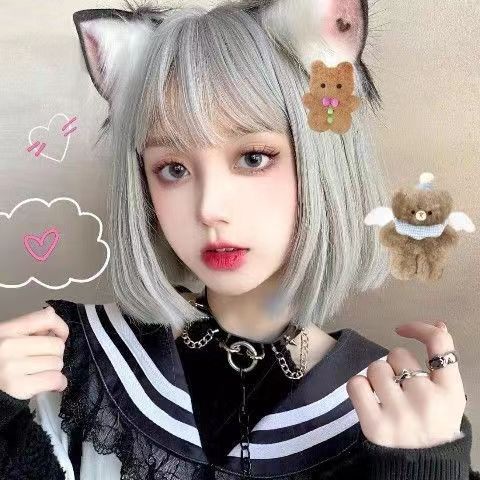 วิกผมบ๊อบสั้นตรง สังเคราะห์ ทนความร้อน หน้าม้า สีเหลือง สีดํา สีน้ําตาล สําหรับผู้หญิง ปาร์ตี้คอสเพลย์