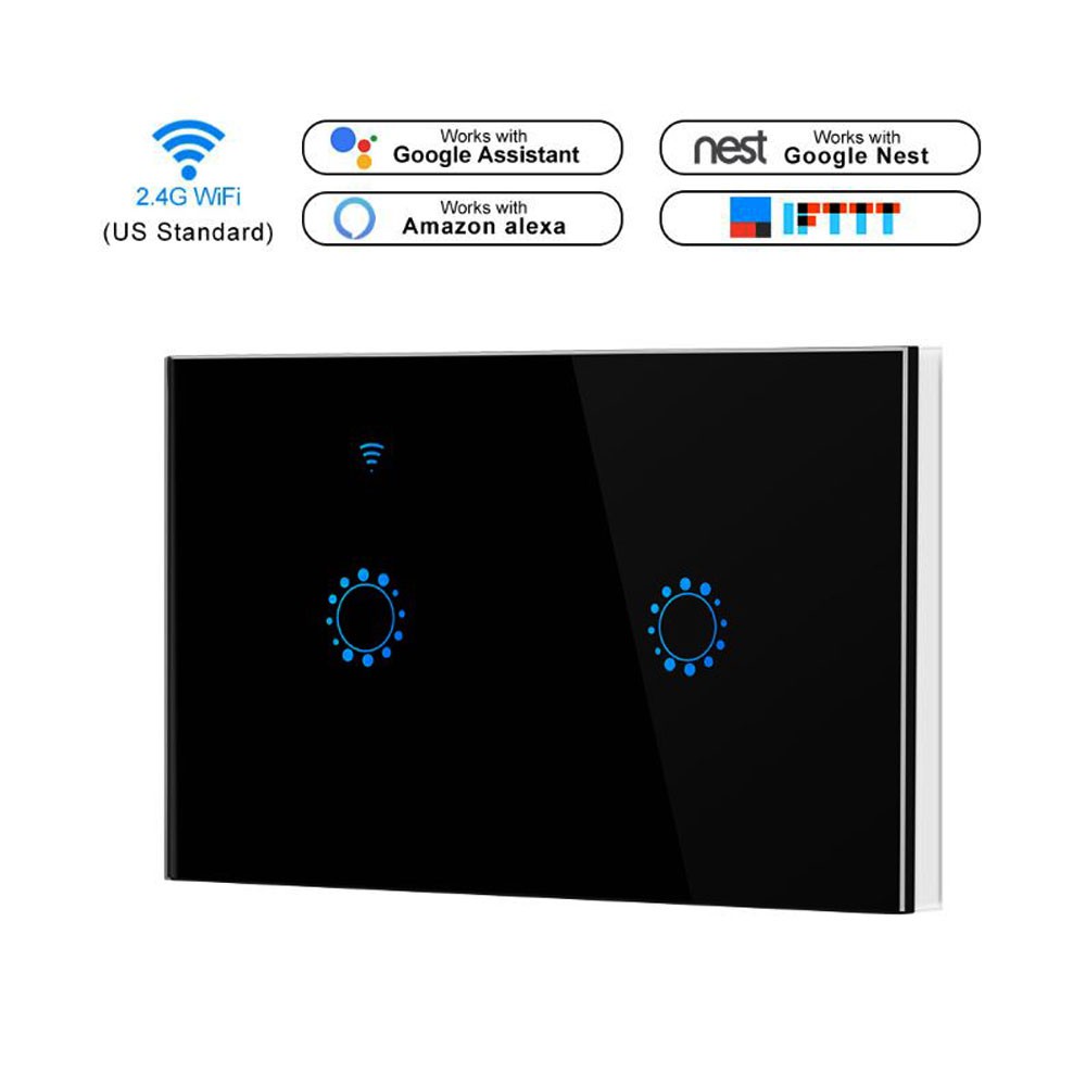 Sonoff Remote Touch สวิทซ์ไฟแบบสัมผัส 2 ปุ่ม พร้อมควบคุมผ่าน App,WiFi,3G,4G 220V (สีดำ)