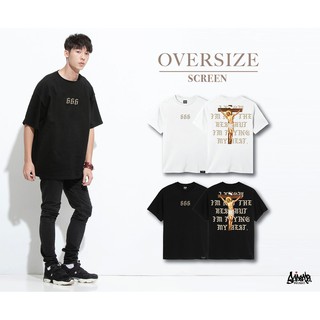 เสื้อยืดขายดีJust Say Bad ® เสื้อยืด Oversize รุ่น 666 สีดำ ขาว ( ลิขสิทธิ์แท้ ) เสื้อตัวใหญ่ ชาย แขนสั้น M L  OSS-3XL