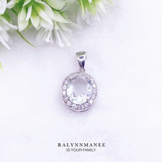 Z6416 จี้พลอยกรีนอเมทิสต์แท้ ( Green Amethyst ) ตัวเรือนเงินแท้ 925 ชุบทองคำขาว