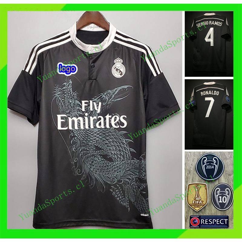 เสื้อกีฬาแขนสั้น ลายทีมฟุตบอล Real Madrid Third Away 14/15 2014/2015 BELE11 RONALDO 7 SERGIO Ramos 4