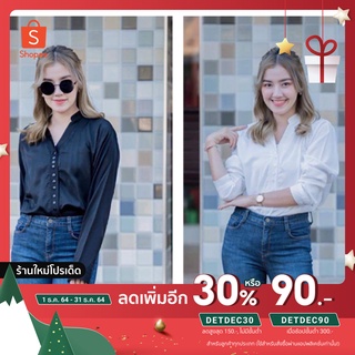 [ลด30%ใช้โค้ดDETDEC30] เสื้อเชิ้ตแฟชั่น แขนยาว คอจีน ( รหัส A66 )