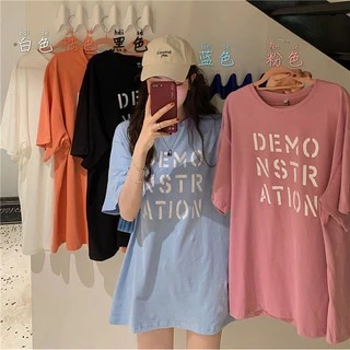 Korean เสื้อ DEMO -Oversize- สีสดใส สไตล์เกาหลีน่ารัก เสื้อยืดนิ่ม แขนสั้นแฟชั่น เนื้อผ้าดี T6655