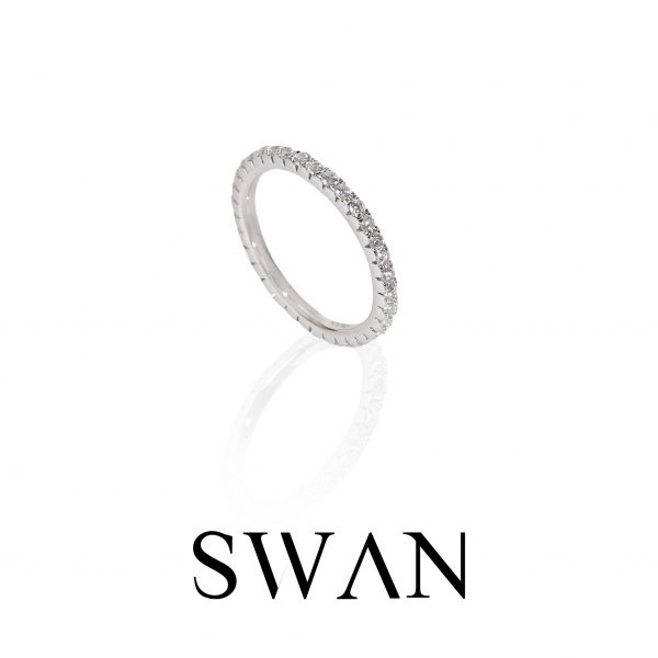 [ส่งด่วนฟรี]SWAN - Stone Ring (Half) แหวนเงินแท้ ฝังเพชรคิวบิกเซอร์โคเนีย cubic zirconia