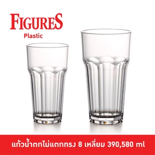 Figure [1ชิ้น] แก้วพลาสติกใสปาไม่แตกโพลีคาร์บอเนตทรง 8 เหลี่ยม สำหรับร้านชาบู  390,580 ml.